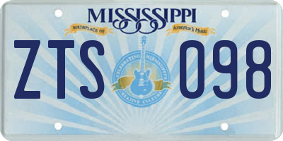 MS license plate ZTS098