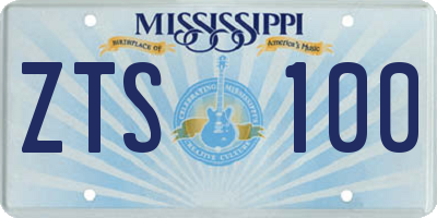 MS license plate ZTS100