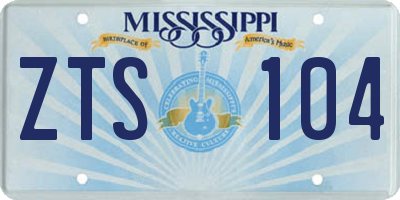MS license plate ZTS104