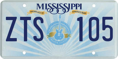 MS license plate ZTS105