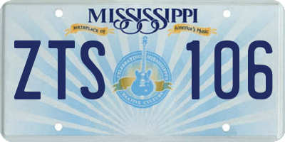 MS license plate ZTS106