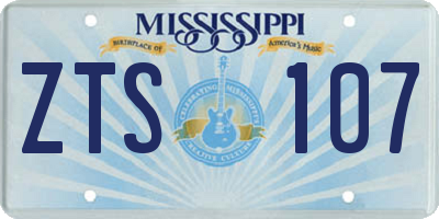 MS license plate ZTS107