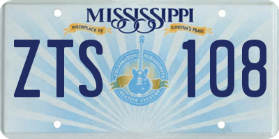 MS license plate ZTS108