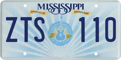 MS license plate ZTS110