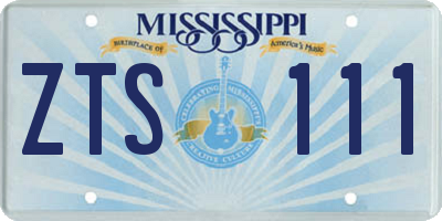 MS license plate ZTS111
