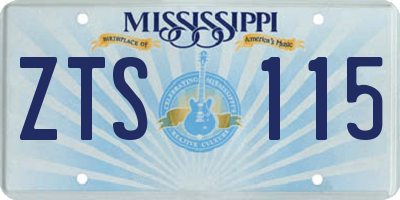 MS license plate ZTS115