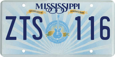 MS license plate ZTS116