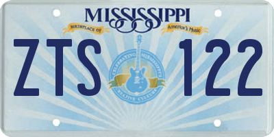 MS license plate ZTS122