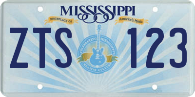 MS license plate ZTS123
