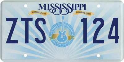 MS license plate ZTS124