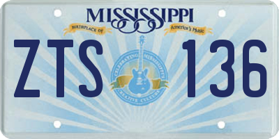 MS license plate ZTS136