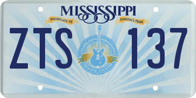 MS license plate ZTS137
