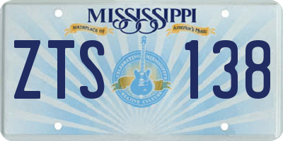 MS license plate ZTS138