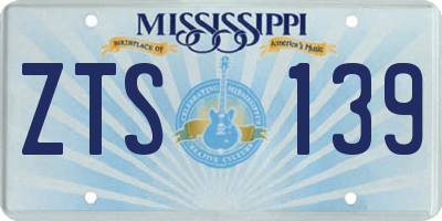 MS license plate ZTS139