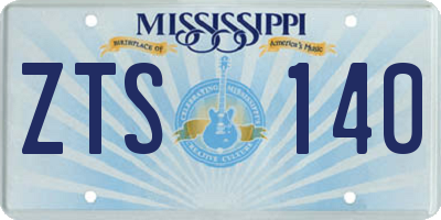 MS license plate ZTS140