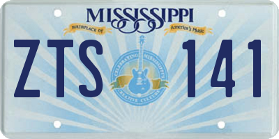 MS license plate ZTS141