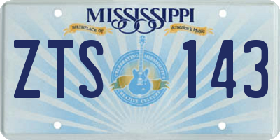 MS license plate ZTS143