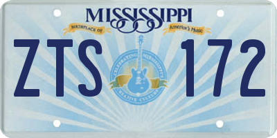 MS license plate ZTS172