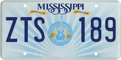 MS license plate ZTS189