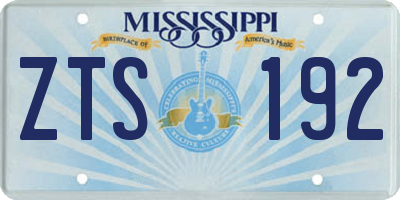 MS license plate ZTS192