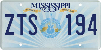 MS license plate ZTS194