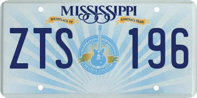MS license plate ZTS196