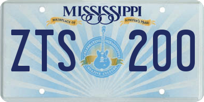 MS license plate ZTS200