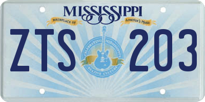 MS license plate ZTS203
