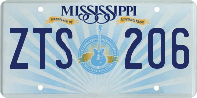 MS license plate ZTS206