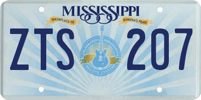 MS license plate ZTS207