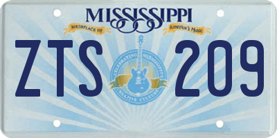 MS license plate ZTS209