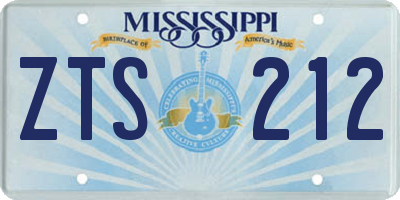 MS license plate ZTS212