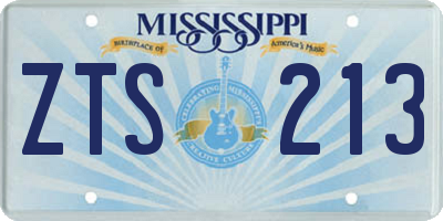 MS license plate ZTS213