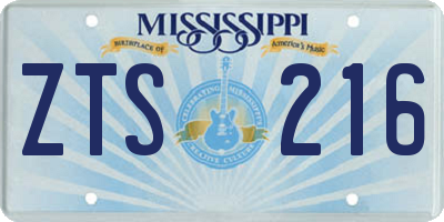 MS license plate ZTS216