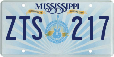 MS license plate ZTS217