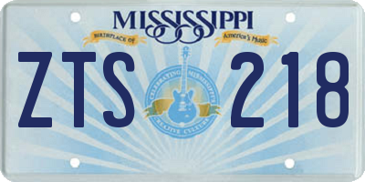 MS license plate ZTS218