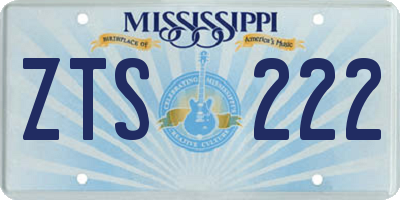 MS license plate ZTS222