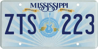 MS license plate ZTS223
