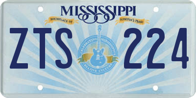 MS license plate ZTS224