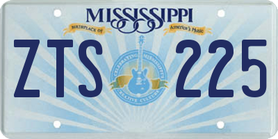 MS license plate ZTS225