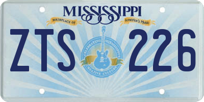 MS license plate ZTS226