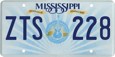 MS license plate ZTS228