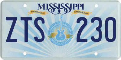 MS license plate ZTS230