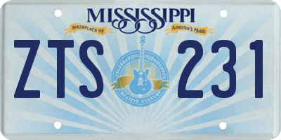 MS license plate ZTS231
