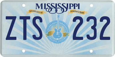 MS license plate ZTS232