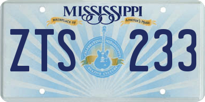 MS license plate ZTS233