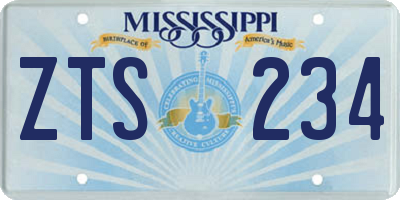 MS license plate ZTS234