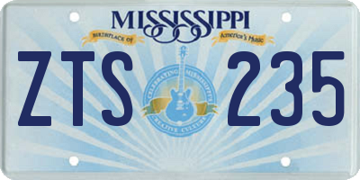 MS license plate ZTS235