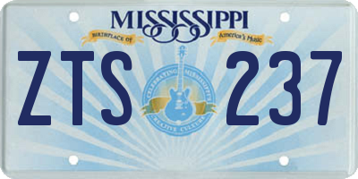 MS license plate ZTS237