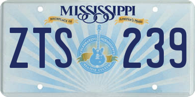MS license plate ZTS239